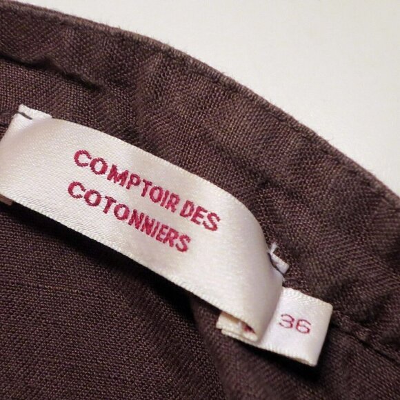 Comptoir des Cotonniers Linen Top Drawstring Waist Minimalist Neutral Women's 36 - Picture 4 of 5